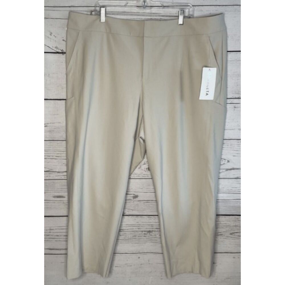 NWT Athleta Stellar Straight Crop Pants Women Size‎ 24 Beige Neutral Minimalist
